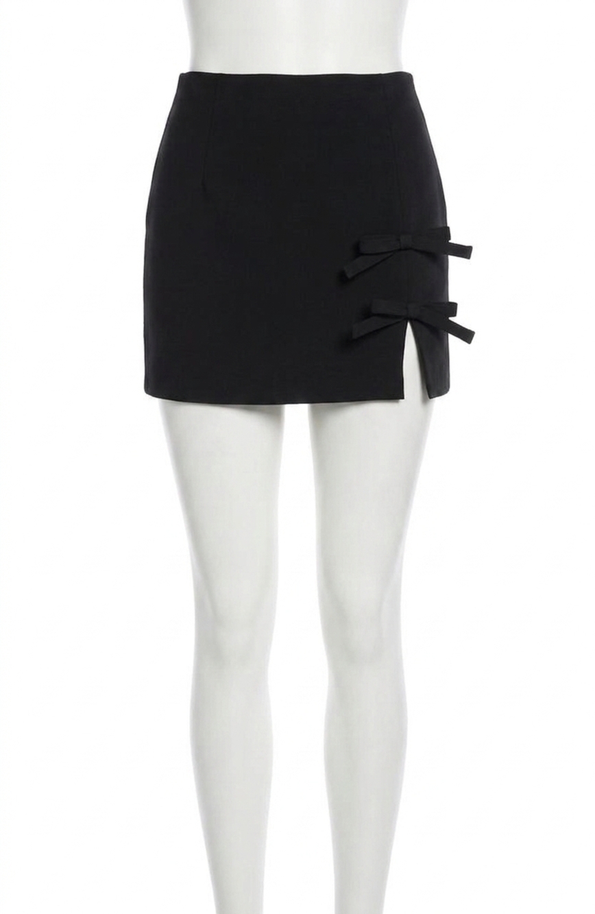 NEW THML agneta bow tie skirt in black